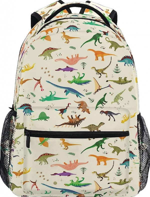 Tas sekolah dengan motif dinosaurus yang menarik